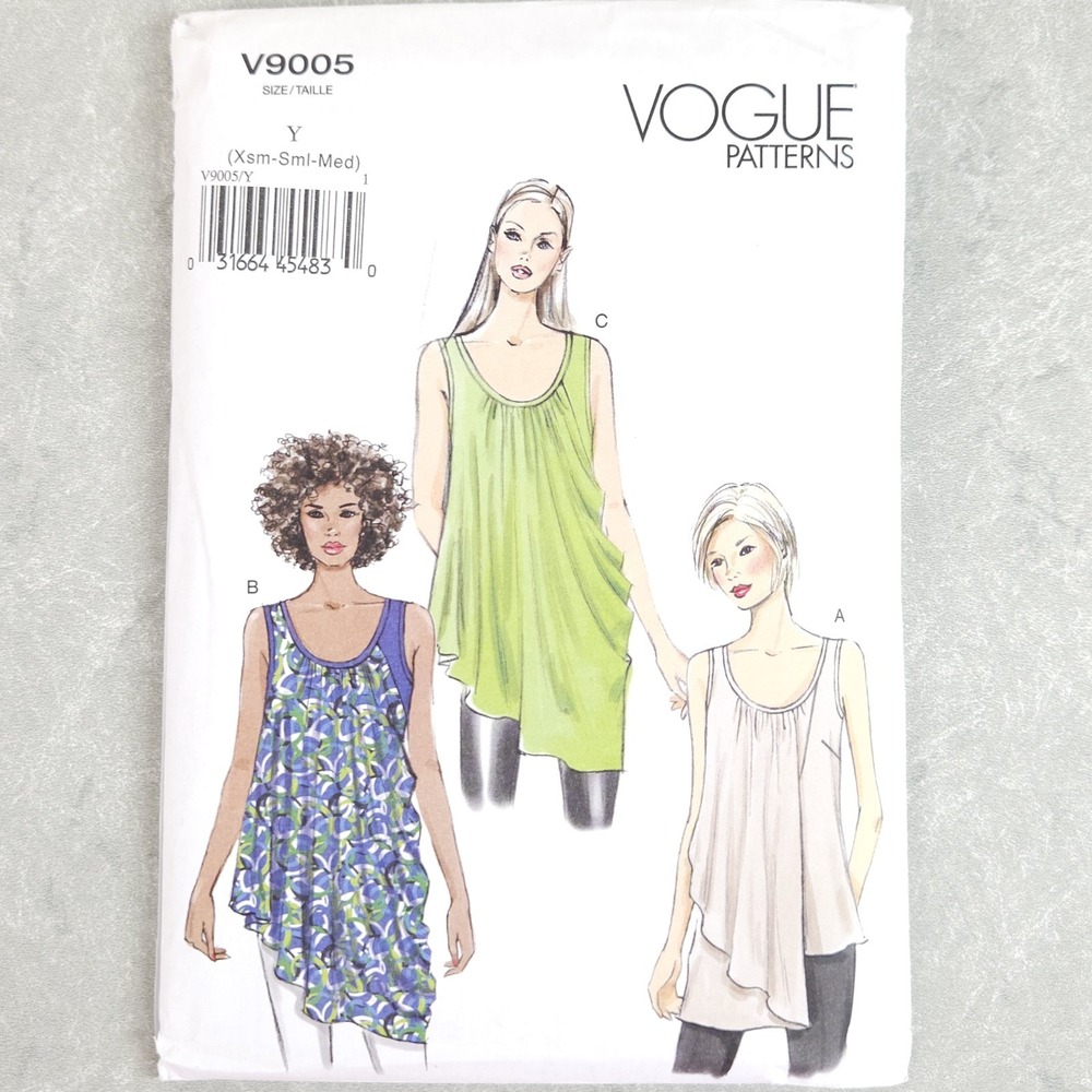 Vogue V9005 Misses' Top Asymmetric Draped Sewing Pattern Lagenlook Boho XS-S-M